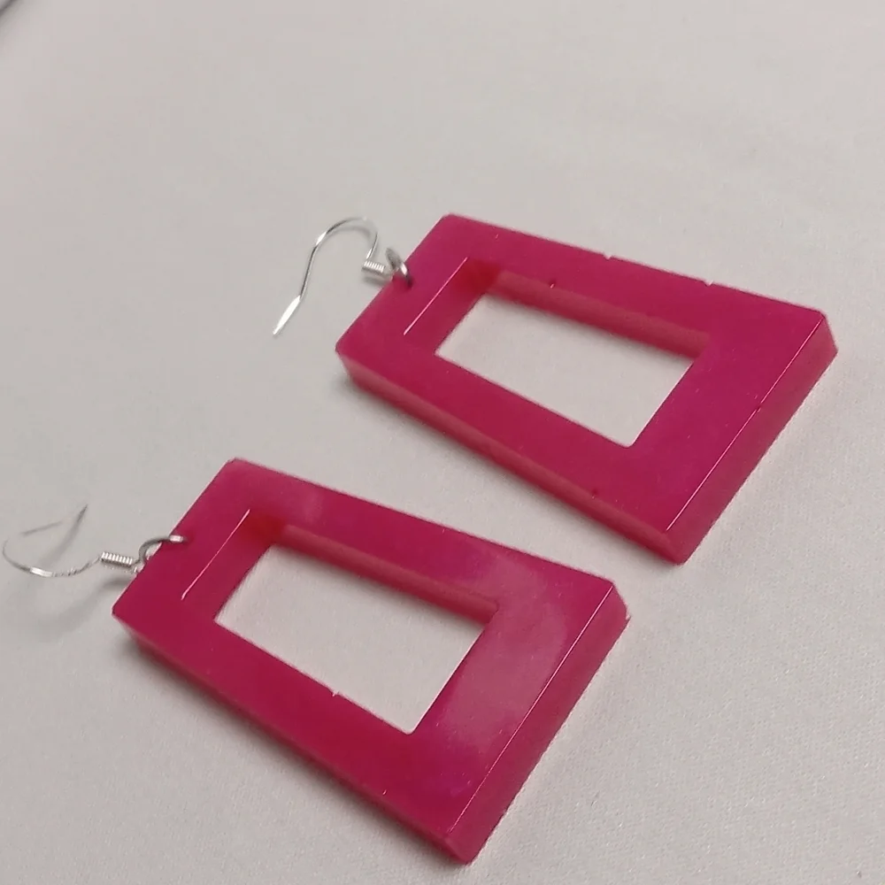 Hand Crafted Pink Geometric Earrings